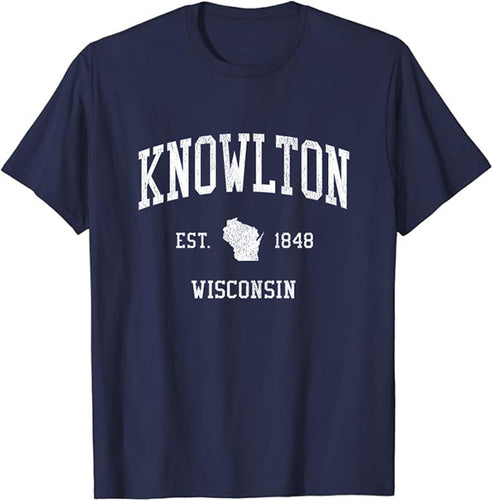 Knowlton Wisconsin WI T-Shirt Vintage Athletic Sports Design Tee