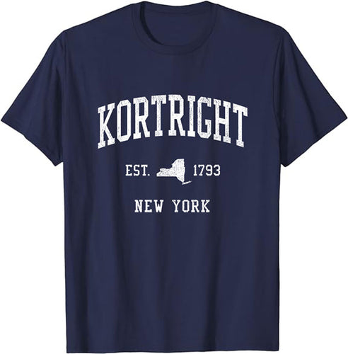 Kortright New York NY T-Shirt Vintage Athletic Sports Design Tee