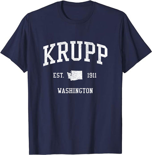 Krupp Washington WA T-Shirt Vintage Athletic Sports Design Tee