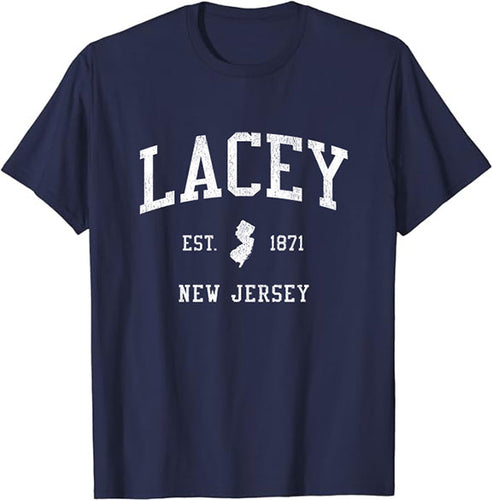 Lacey New Jersey NJ T-Shirt Vintage Athletic Sports Design Tee