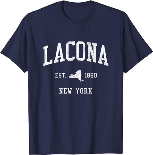 Lacona New York NY T-Shirt Vintage Athletic Sports Design Tee