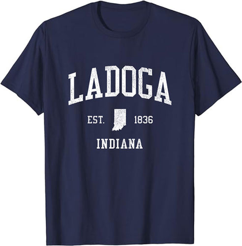 Ladoga Indiana IN T-Shirt Vintage Athletic Sports Design Tee