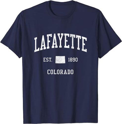 Lafayette Colorado CO T-Shirt Vintage Athletic Sports Design Tee