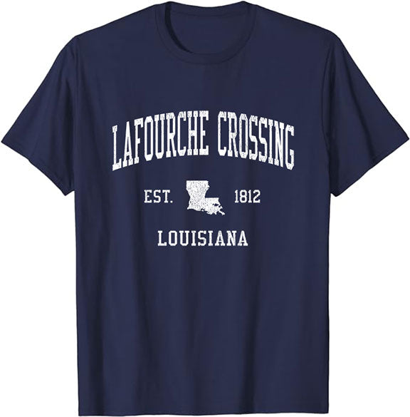 Lafourche Crossing Louisiana LA T-Shirt Vintage Athletic Sports Design Tee