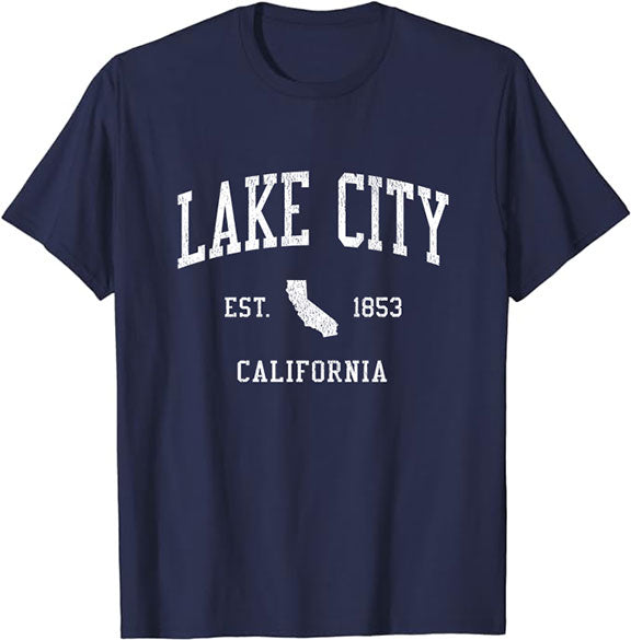 Lake City California CA T-Shirt Vintage Athletic Sports Design Tee