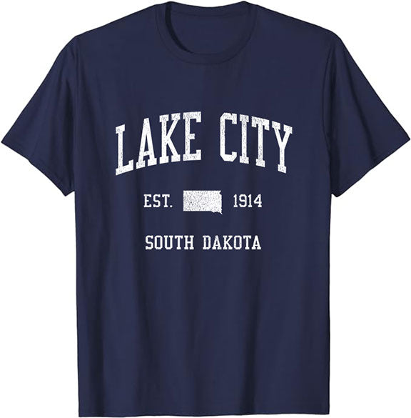 Lake City South Dakota SD T-Shirt Vintage Athletic Sports Design Tee