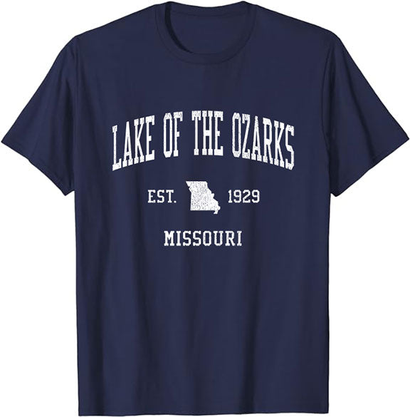 Lake of the Ozarks Missouri MO T-Shirt Vintage Athletic Sports Design Tee