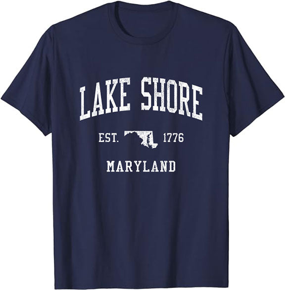 Lake Shore Maryland MD T-Shirt Vintage Athletic Sports Design Tee