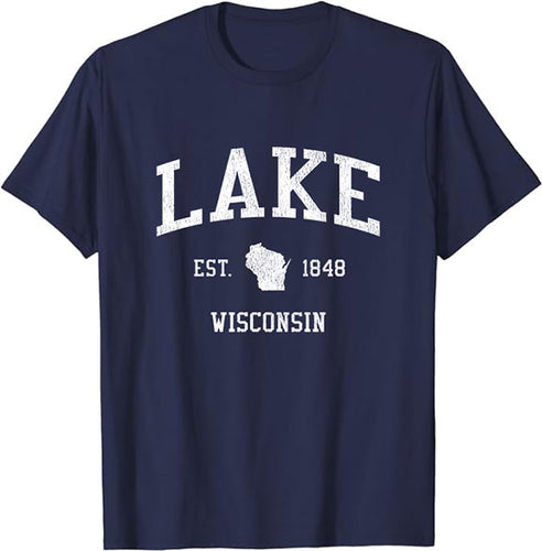 Lake Wisconsin WI T-Shirt Vintage Athletic Sports Design Tee