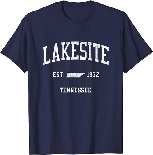 Lakesite Tennessee TN T-Shirt Vintage Athletic Sports Design Tee