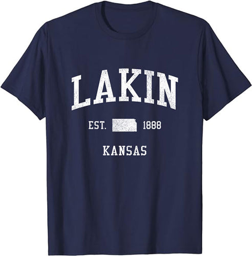 Lakin Kansas KS T-Shirt Vintage Athletic Sports Design Tee