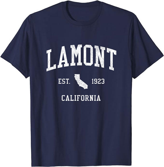Lamont California CA T-Shirt Vintage Athletic Sports Design Tee