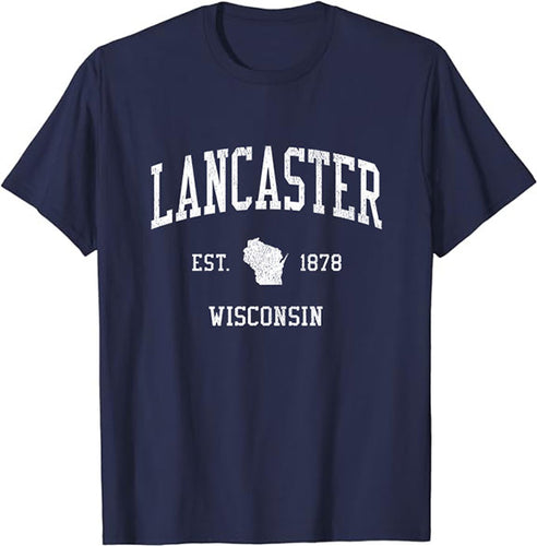 Lancaster Wisconsin WI T-Shirt Vintage Athletic Sports Design Tee