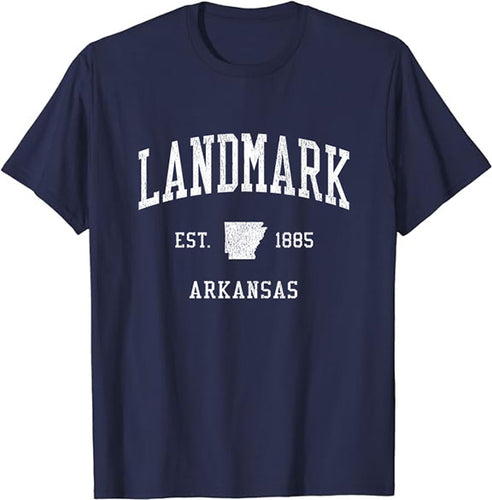 Landmark Arkansas AR T-Shirt Vintage Athletic Sports Design Tee