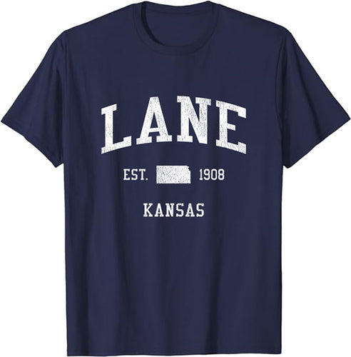 Lane Kansas KS T-Shirt Vintage Athletic Sports Design Tee