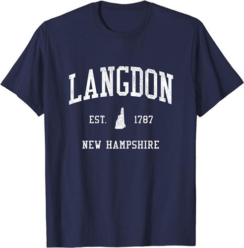 Langdon New Hampshire NH T-Shirt Vintage Athletic Sports Design Tee