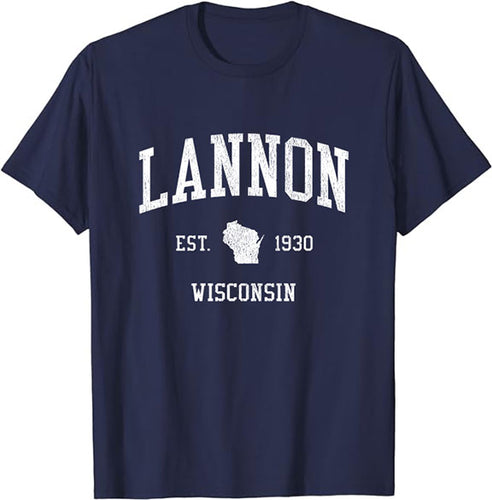 Lannon Wisconsin WI T-Shirt Vintage Athletic Sports Design Tee