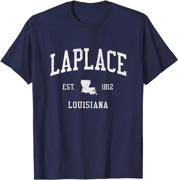 Laplace Louisiana LA T-Shirt Vintage Athletic Sports Design Tee