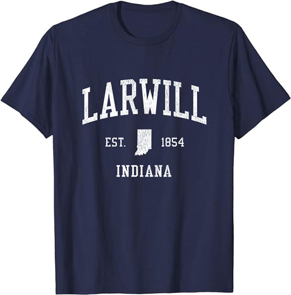 Larwill Indiana IN T-Shirt Vintage Athletic Sports Design Tee