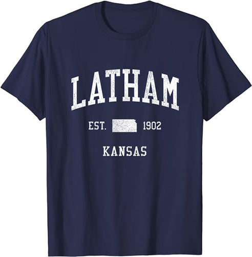 Latham Kansas KS T-Shirt Vintage Athletic Sports Design Tee