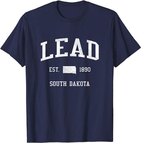Lead South Dakota SD T-Shirt Vintage Athletic Sports Design Tee
