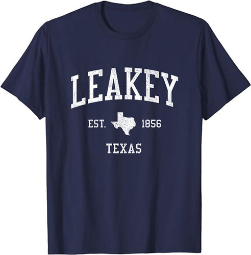 Leakey Texas TX T-Shirt Vintage Athletic Sports Design Tee