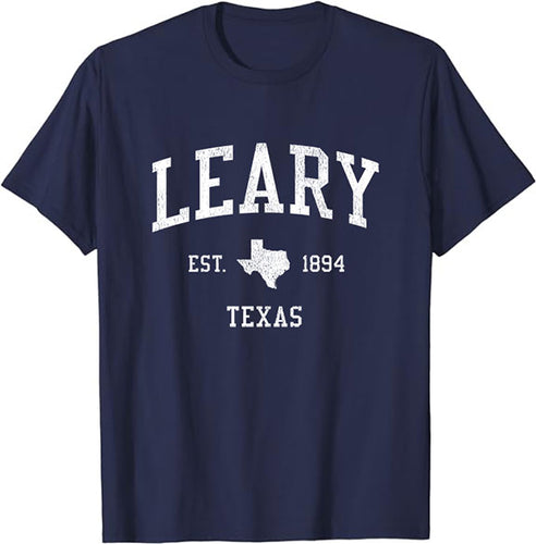 Leary Texas TX T-Shirt Vintage Athletic Sports Design Tee