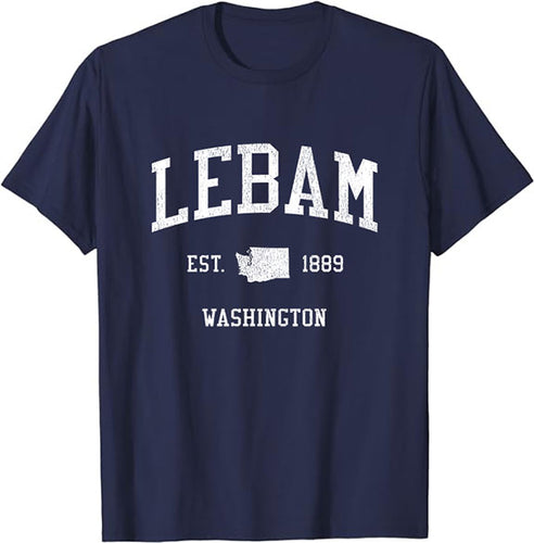 Lebam Washington WA T-Shirt Vintage Athletic Sports Design Tee