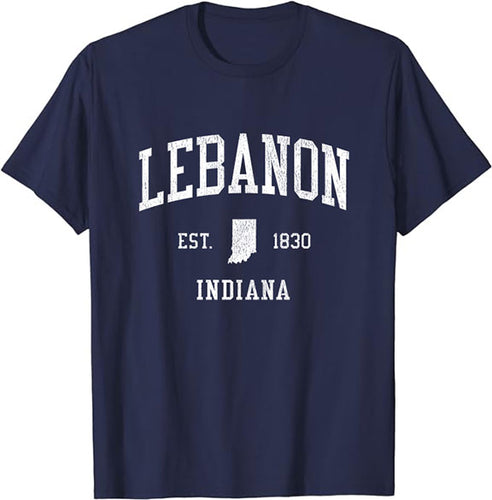 Lebanon Indiana IN T-Shirt Vintage Athletic Sports Design Tee