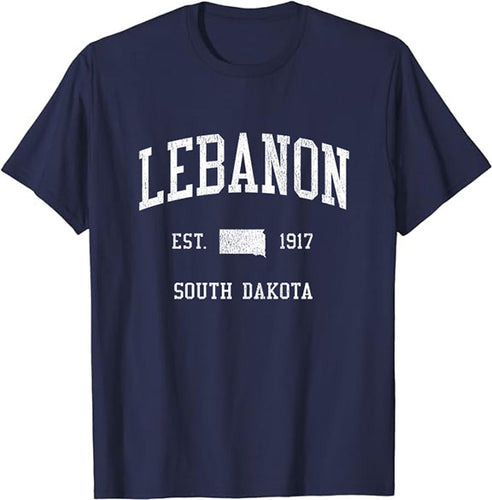 Lebanon South Dakota SD T-Shirt Vintage Athletic Sports Design Tee