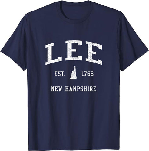 Lee New Hampshire NH T-Shirt Vintage Athletic Sports Design Tee