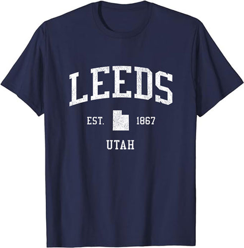 Leeds Utah UT T-Shirt Vintage Athletic Sports Design Tee