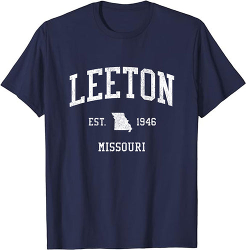 Leeton Missouri MO T-Shirt Vintage Athletic Sports Design Tee