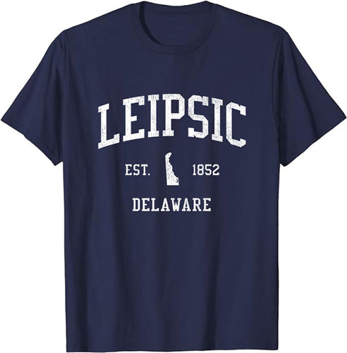 Leipsic Delaware DE T-Shirt Vintage Athletic Sports Design Tee