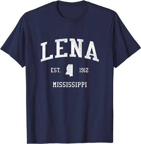 Lena Mississippi MS T-Shirt Vintage Athletic Sports Design Tee