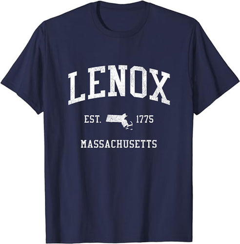 Lenox Massachusetts MA T-Shirt Vintage Athletic Sports Design Tee