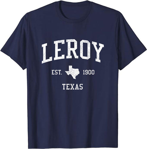 Leroy Texas TX T-Shirt Vintage Athletic Sports Design Tee