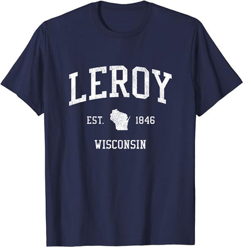 Leroy Wisconsin WI T-Shirt Vintage Athletic Sports Design Tee