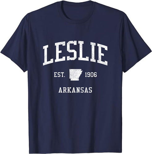 Leslie Arkansas AR T-Shirt Vintage Athletic Sports Design Tee