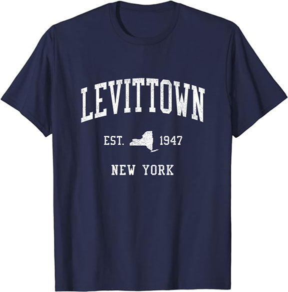 Levittown New York NY T-Shirt Vintage Athletic Sports Design Tee