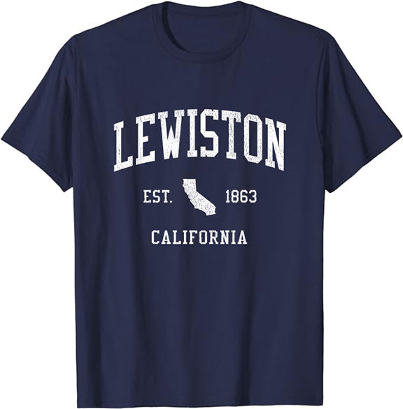 Lewiston California CA T-Shirt Vintage Athletic Sports Design Tee