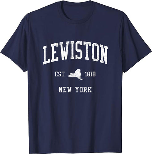 Lewiston New York NY T-Shirt Vintage Athletic Sports Design Tee