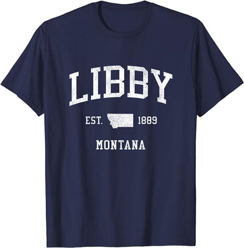 Libby Montana MT T-Shirt Vintage Athletic Sports Design Tee