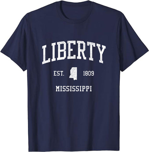 Liberty Mississippi MS T-Shirt Vintage Athletic Sports Design Tee