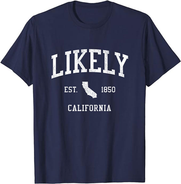 Likely California CA T-Shirt Vintage Athletic Sports Design Tee