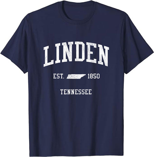 Linden Tennessee TN T-Shirt Vintage Athletic Sports Design Tee