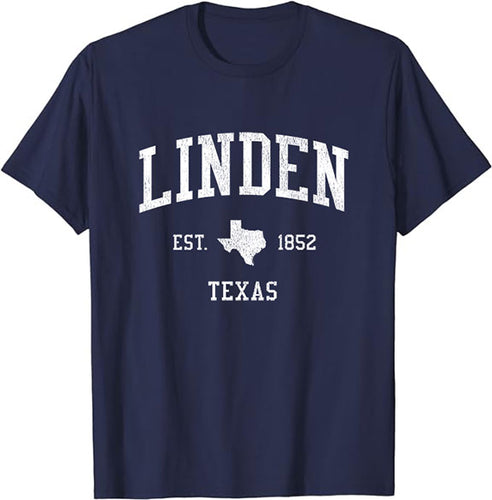 Linden Texas TX T-Shirt Vintage Athletic Sports Design Tee