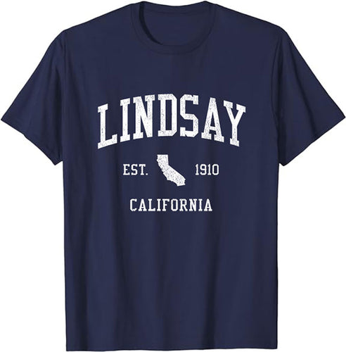 Lindsay California CA T-Shirt Vintage Athletic Sports Design Tee