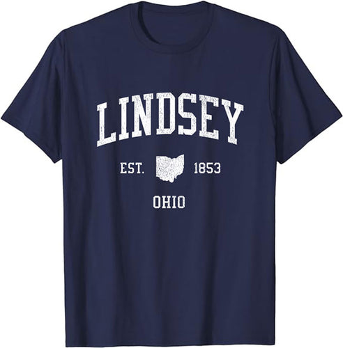 Lindsey Ohio OH T-Shirt Vintage Athletic Sports Design Tee