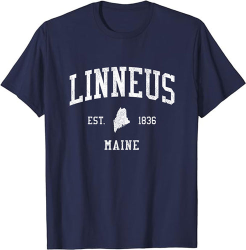 Linneus Maine ME T-Shirt Vintage Athletic Sports Design Tee